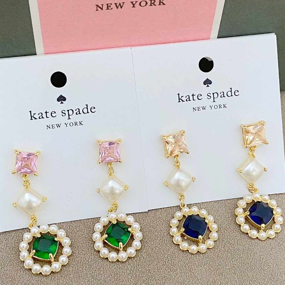 kate spade Colorful Square Zircon Pearl Earrings